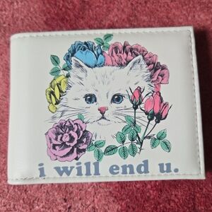 New dark humor kitty cat anime manga leather wallet